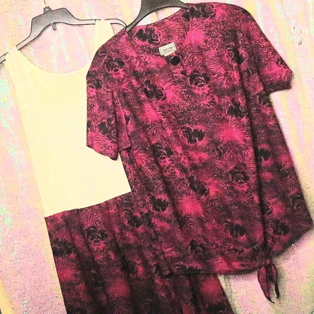 Pink Formal Dress Set 20W California Events Women Vintage 90s Altered Floral